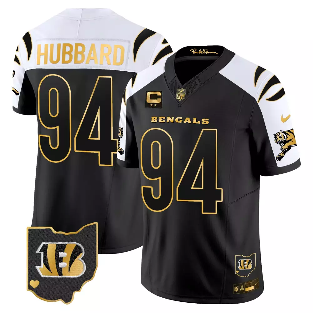 sam hubbard alternate mens cincinnati bengals 2024 gold vapor limited jersey all stitched