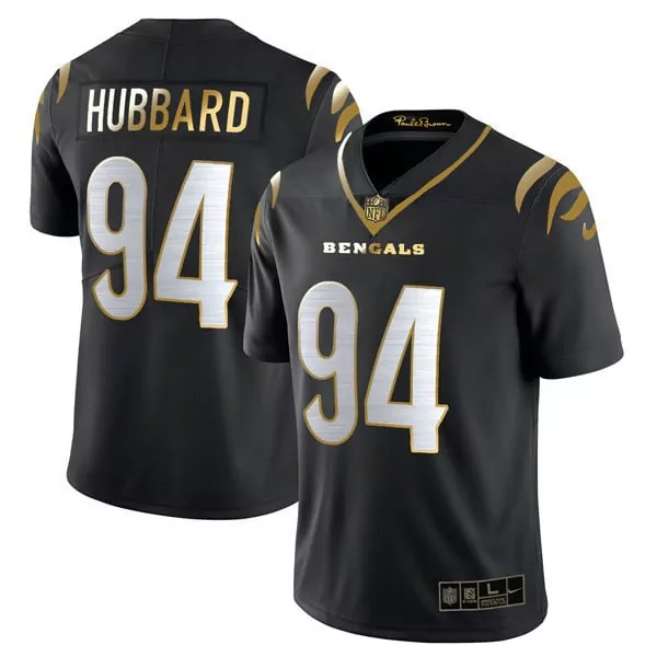 sam hubbard black gold mens cincinnati bengals player vapor limited jersey all stitched