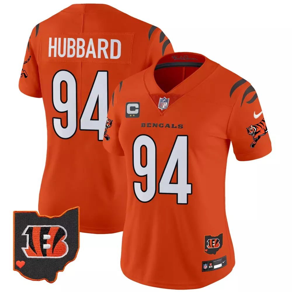 sam hubbard orange womens cincinnati bengals 2024 vapor limited jersey all stitched