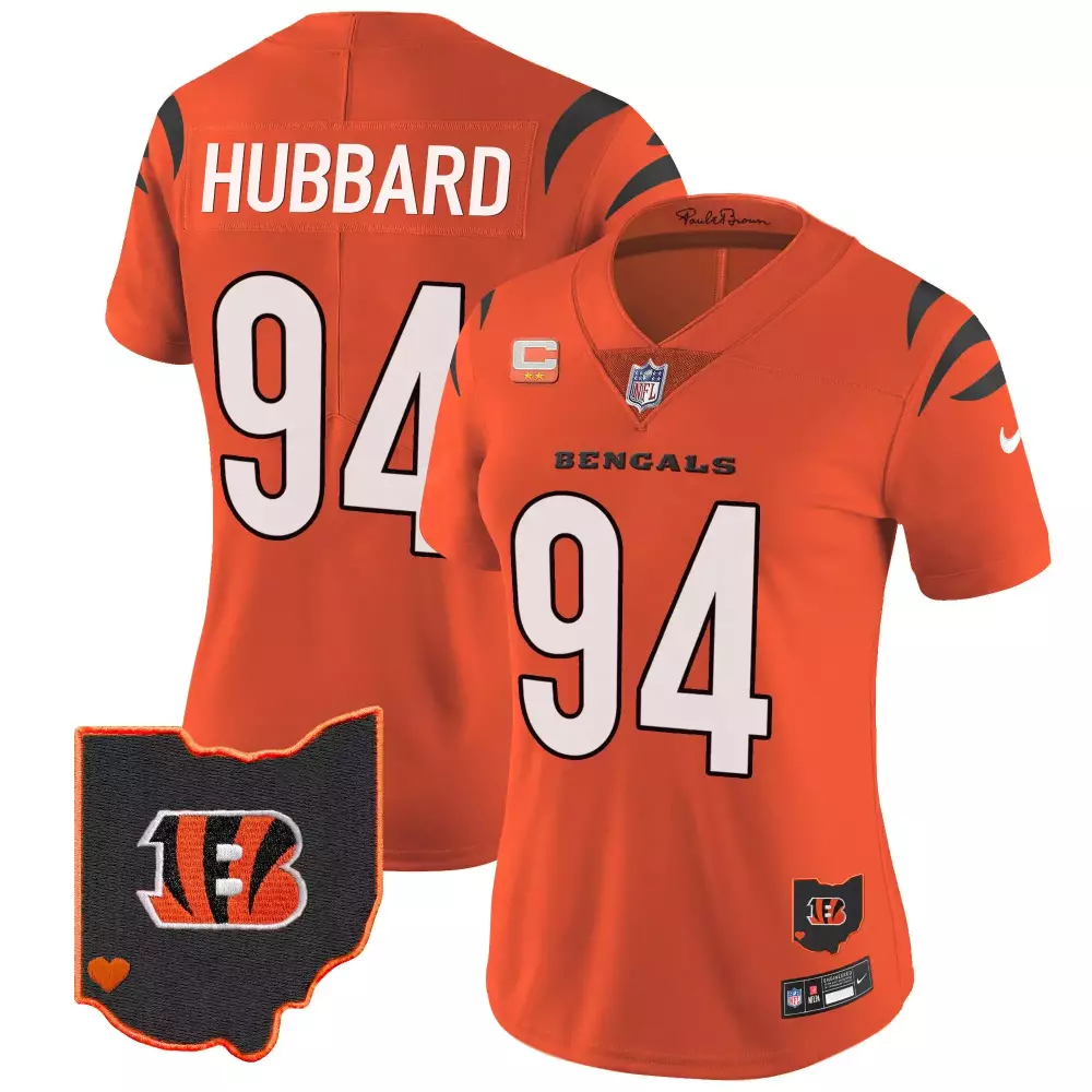 sam hubbard orange womens cincinnati bengals 2024 vapor limited jersey all stitched