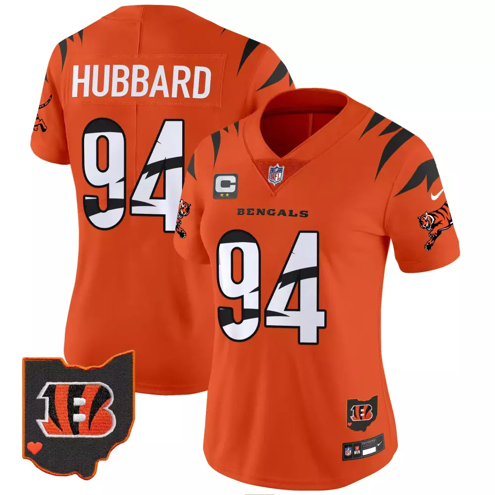 sam hubbard orange womens cincinnati bengals 2024 vapor limited jersey all stitched