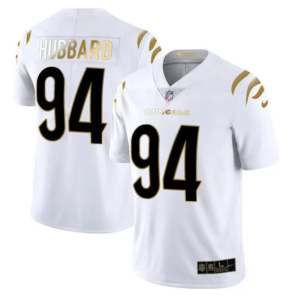 Sam Hubbard Cincinnati Bengals White Gold Limited Jersey | Vapor Stitched Fan Gear | For Men, Women & Youth
