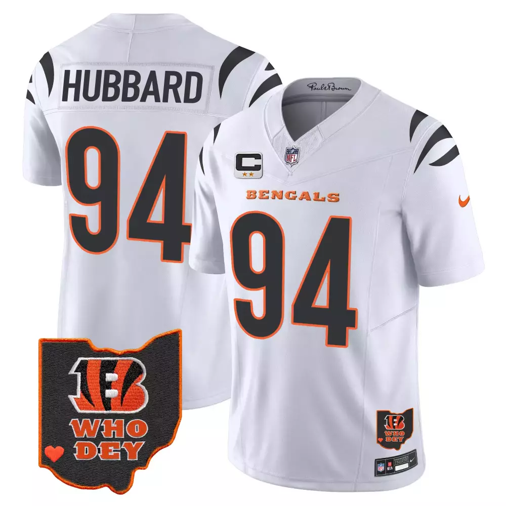 sam hubbard white mens cincinnati bengals 2024 vapor limited jersey all stitched