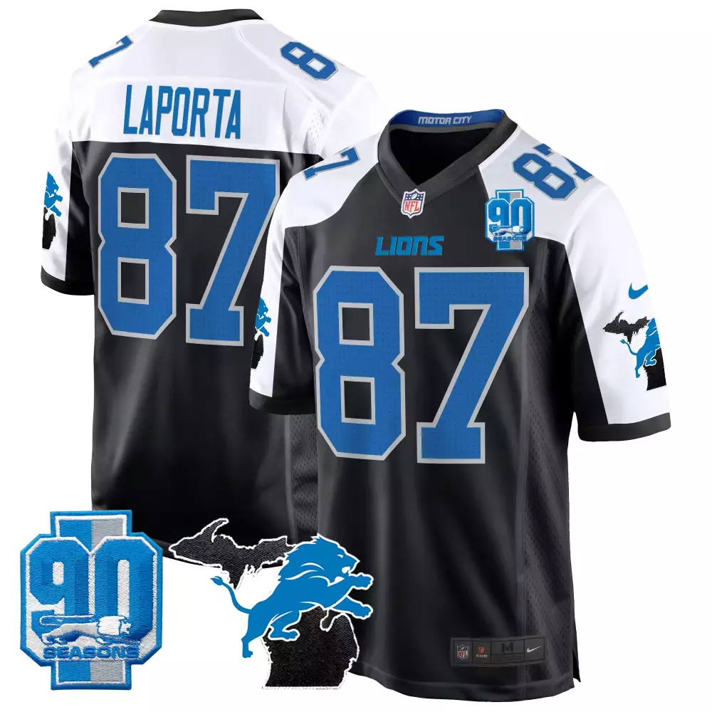 Sam Laporta Detroit Lions 2024 Michigan 90th Year Patch Game Jersey | All Stitched Fan Gear | For Men, Women & Youth