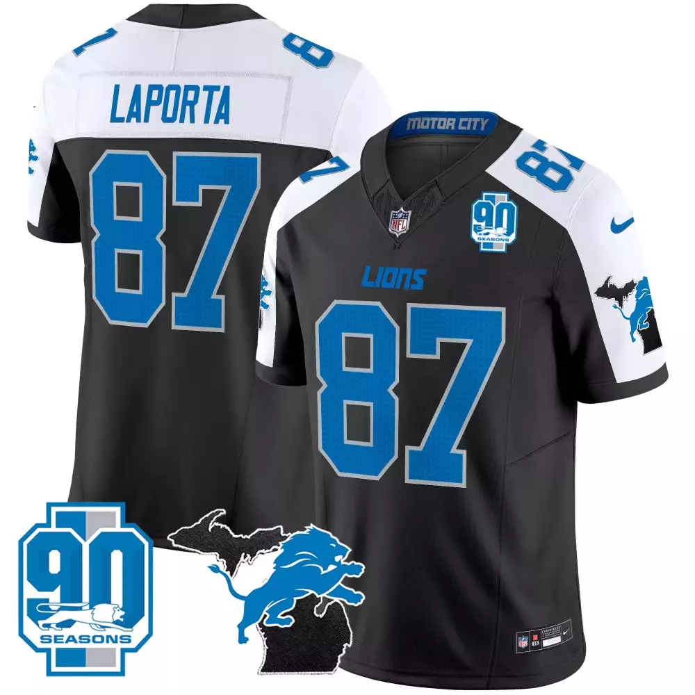 sam laporta alternate mens detroit lions 2024 michigan 90th year patch vapor jersey all stitched