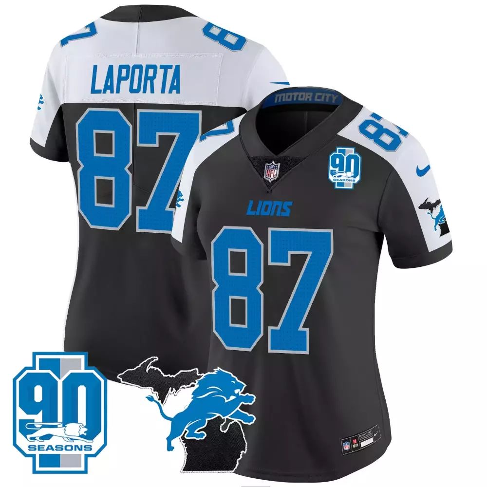 Sam Laporta Detroit Lions 2024 Michigan 90th Year Patch Vapor Jersey | Stitched Fan Gear | For Women | For Men, Women & Youth