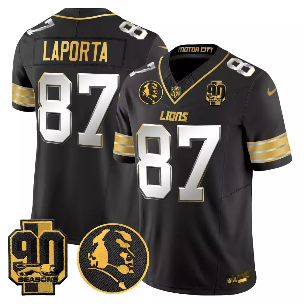 Sam Laporta Detroit Lions 2024 Black Jersey | NFC North Division Champions Patch | Vapor Limited Edition for Women