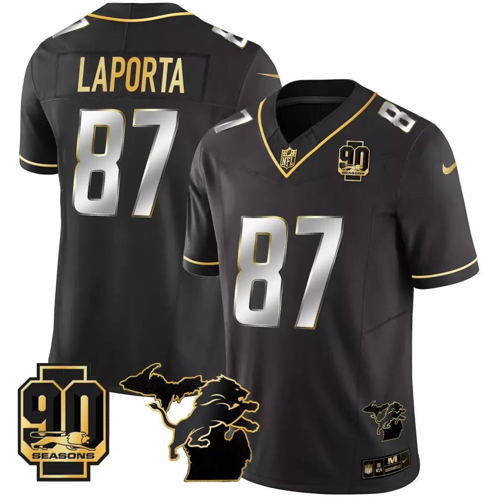 Sam Laporta Detroit Lions 90th John Madden Patch Gray Jersey | Stitched Fan Gear for Women