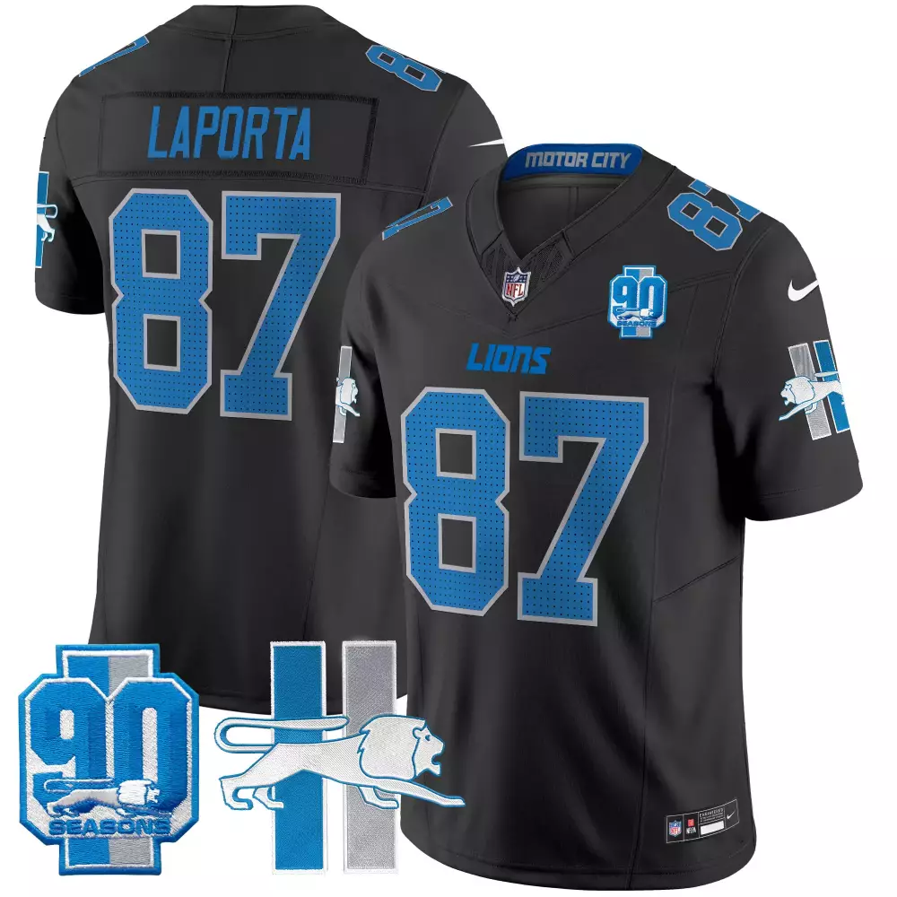 Sam Laporta Detroit Lions 1946 Throwback Black Jersey | Vapor Limited Edition | For Men, Women & Youth