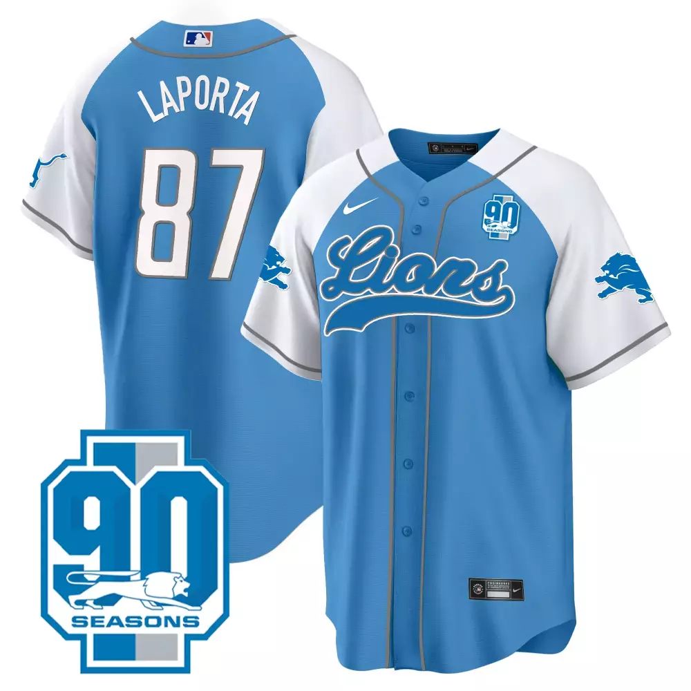 Sam Laporta Blue Alternate Men's Detroit Lions 2024 NFC North Division Champions Patch Vapor Limited Jersey | Stitched Fan Gear | For Men, Women & Youth