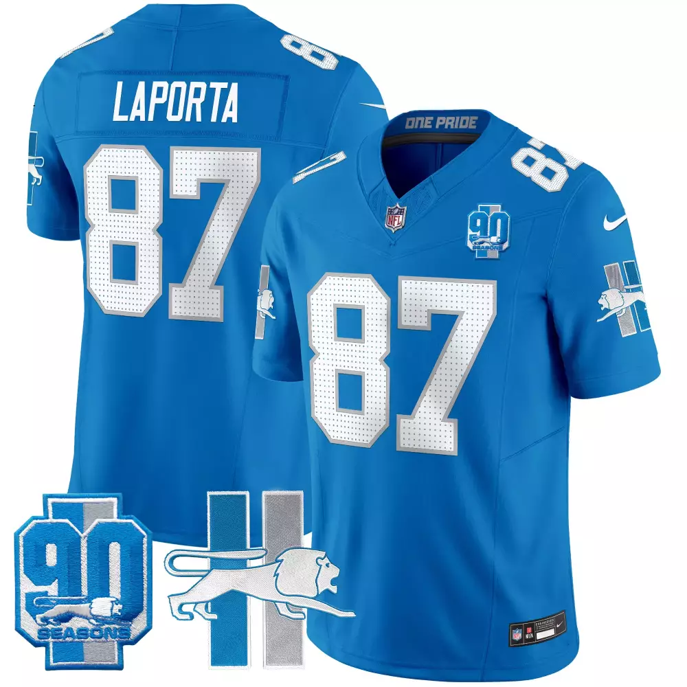 Sam Laporta Blue Men's Detroit Lions 1946 Throwback Vapor Jersey | Stitched Limited Edition Fan Gear | For Men, Women & Youth