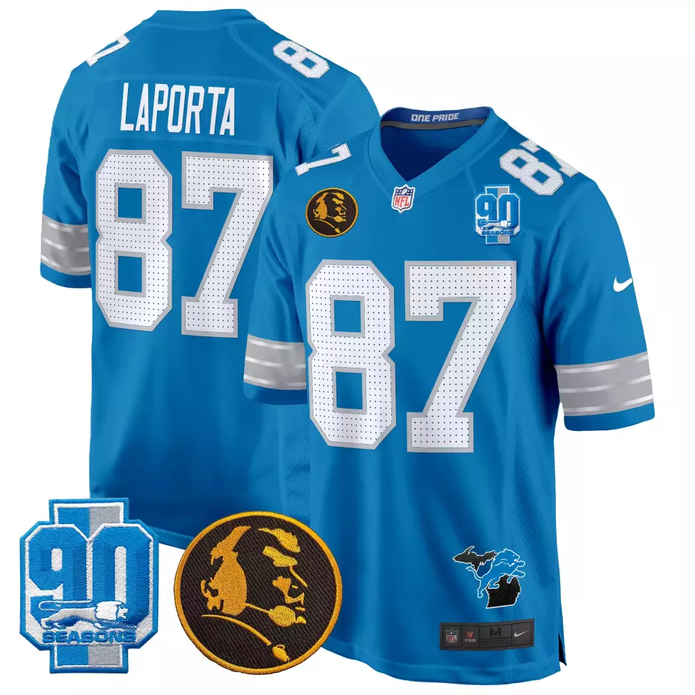 Sam Laporta Blue Men's Detroit Lions 1946 Throwback Vapor Jersey | Stitched Limited Edition Fan Gear | For Men, Women & Youth