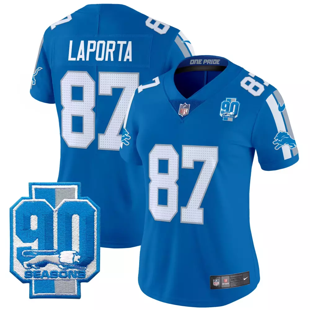 Sam Laporta Detroit Lions 90th Year Patch Vapor Limited Jersey | Stitched Fan Gear for Men, Women & Youth