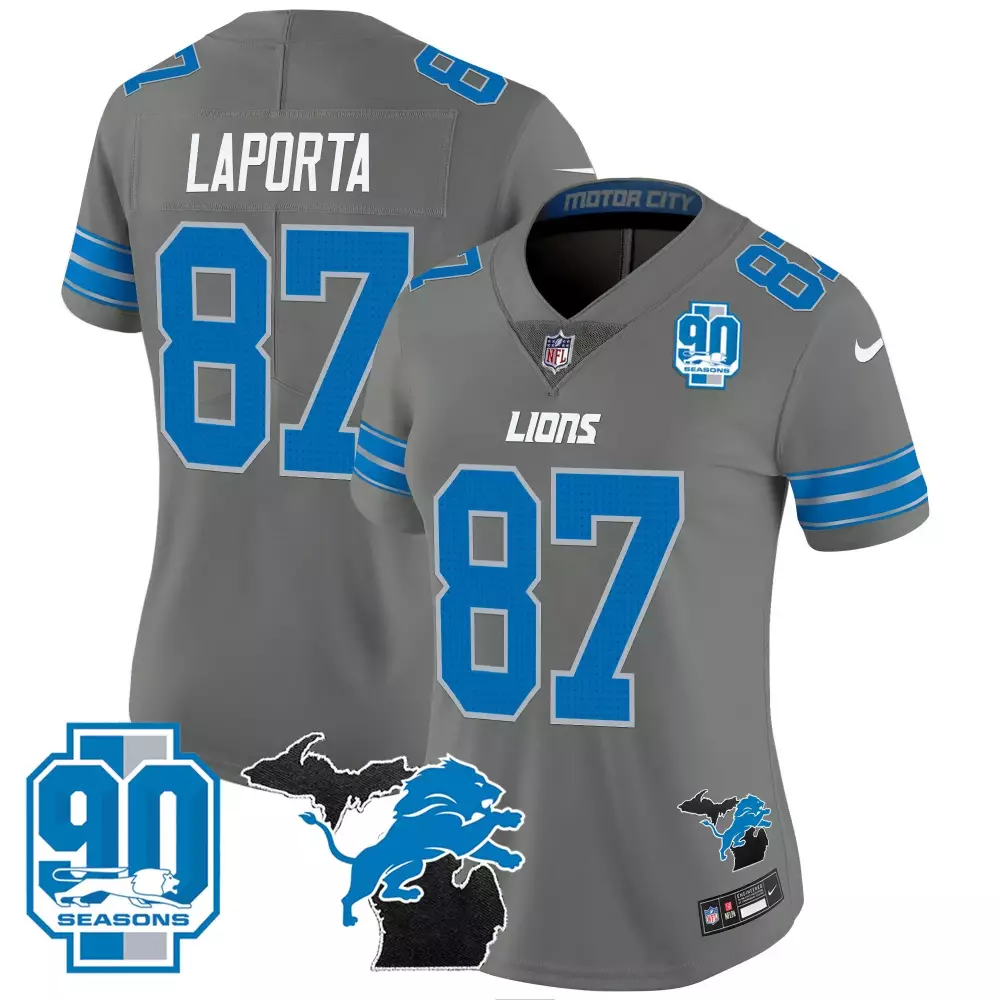Sam Laporta Detroit Lions 2024 Michigan 90th Year Patch Game Jersey | All Stitched Fan Gear | For Men, Women & Youth