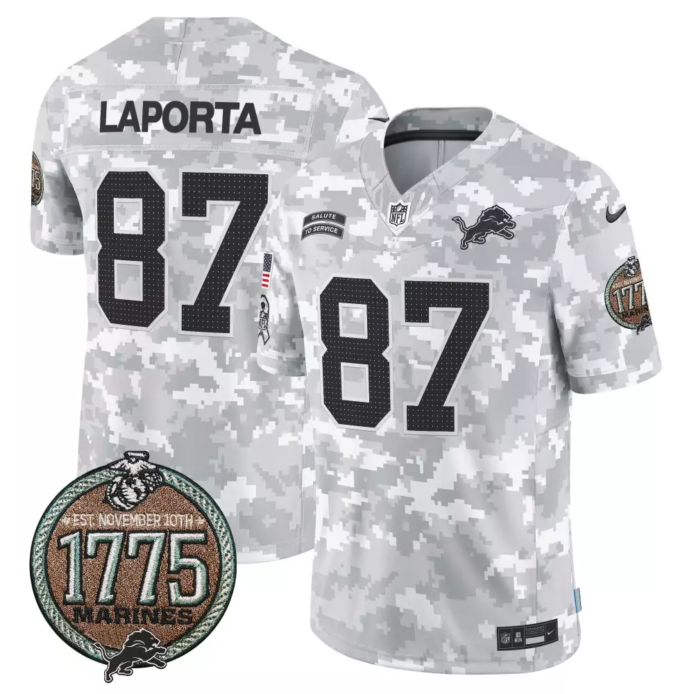 Sam Laporta Detroit Lions 2024 Salute to Service Gray Vapor Limited Jersey | Stitched Fan Gear for Men, Women & Youth