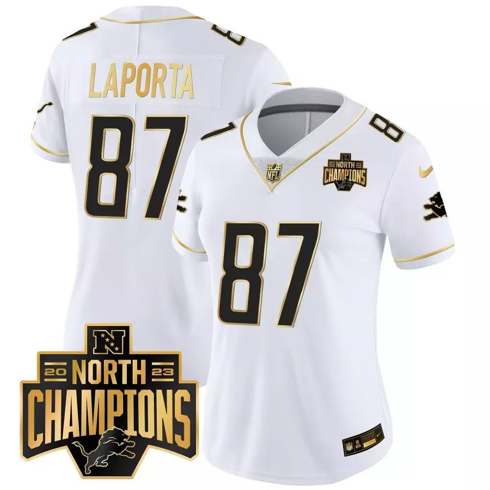 Sam Laporta Women's 90th Year Patch Vapor Limited Jersey | White Stitched | Fan Gear for Game Day | For Men, Women & Youth