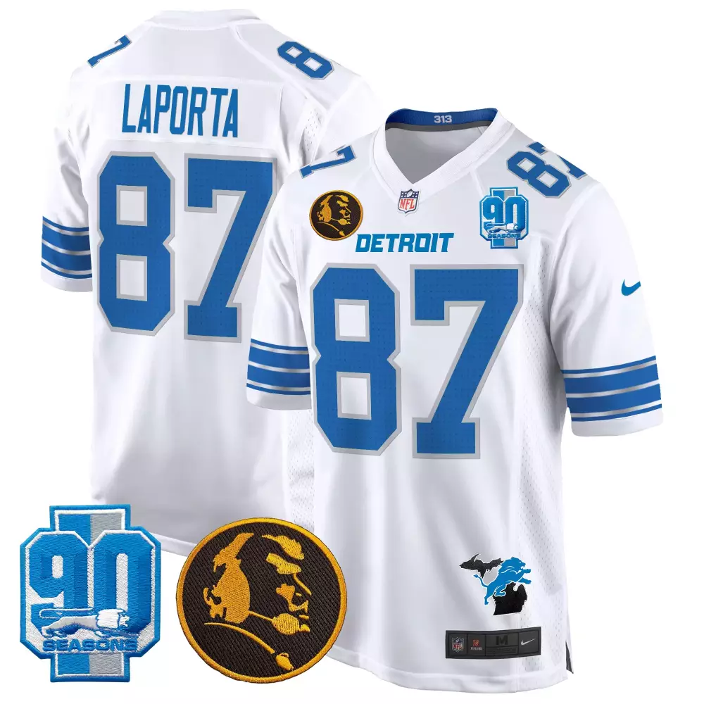 Sam Laporta 2023 NFC North Champions V2 Jersey | White Gold Vapor Stitched | Limited Edition Fan Gear for Men, Women & Youth