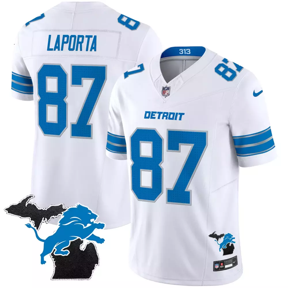 Sam Laporta 2024 Michigan 90th Season Patch Jersey | White Gold Vapor Limited Edition | Fan Gear for Men, Women & Youth