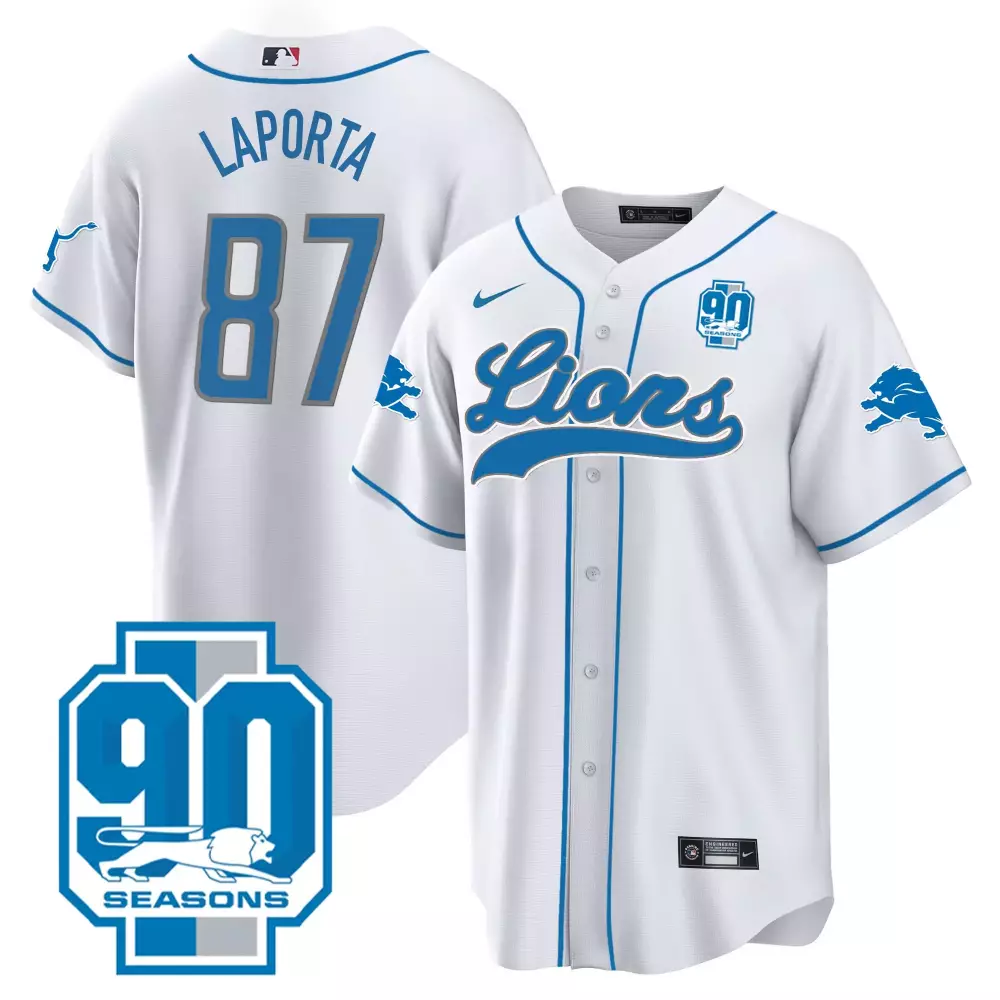Sam Laporta 90th Year Patch Baseball Jersey | White Stitched | Fan Gear for Men, Women & Youth