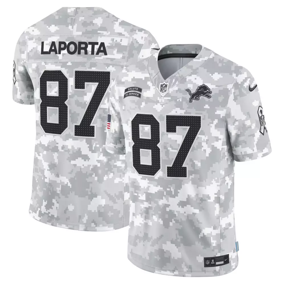 Sam Laporta Youth 2024 Salute to Service Vapor Limited Jersey | Arctic Camo | All Stitched Fan Gear | For Men, Women & Youth