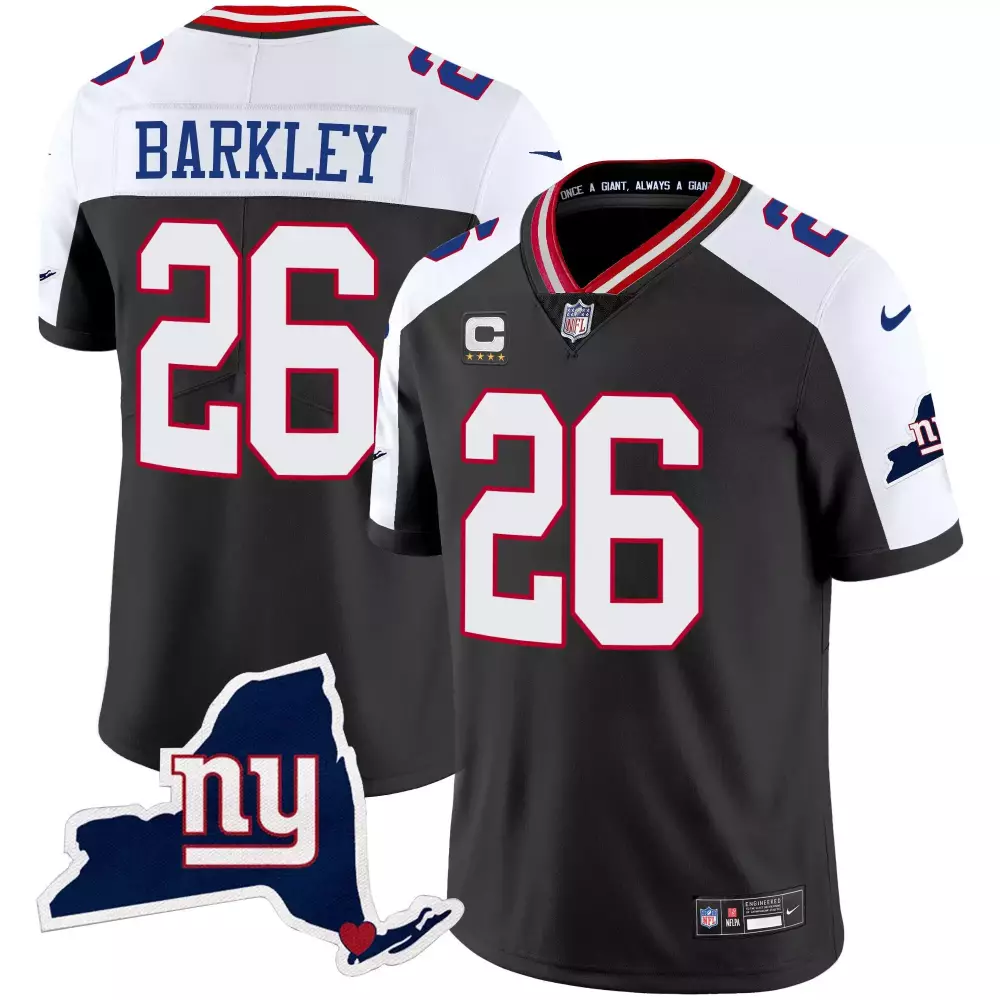 saquon barkley black alternate mens new york giants new york state map patch limited jersey all stitched