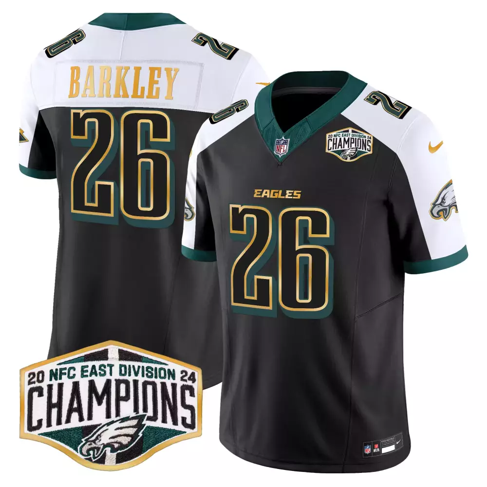 Saquon Barkley Eagles 2024 Black Alternate Jersey | NFC East Division Champions | Gold Trim Vapor Limited | For Men, Women & Youth