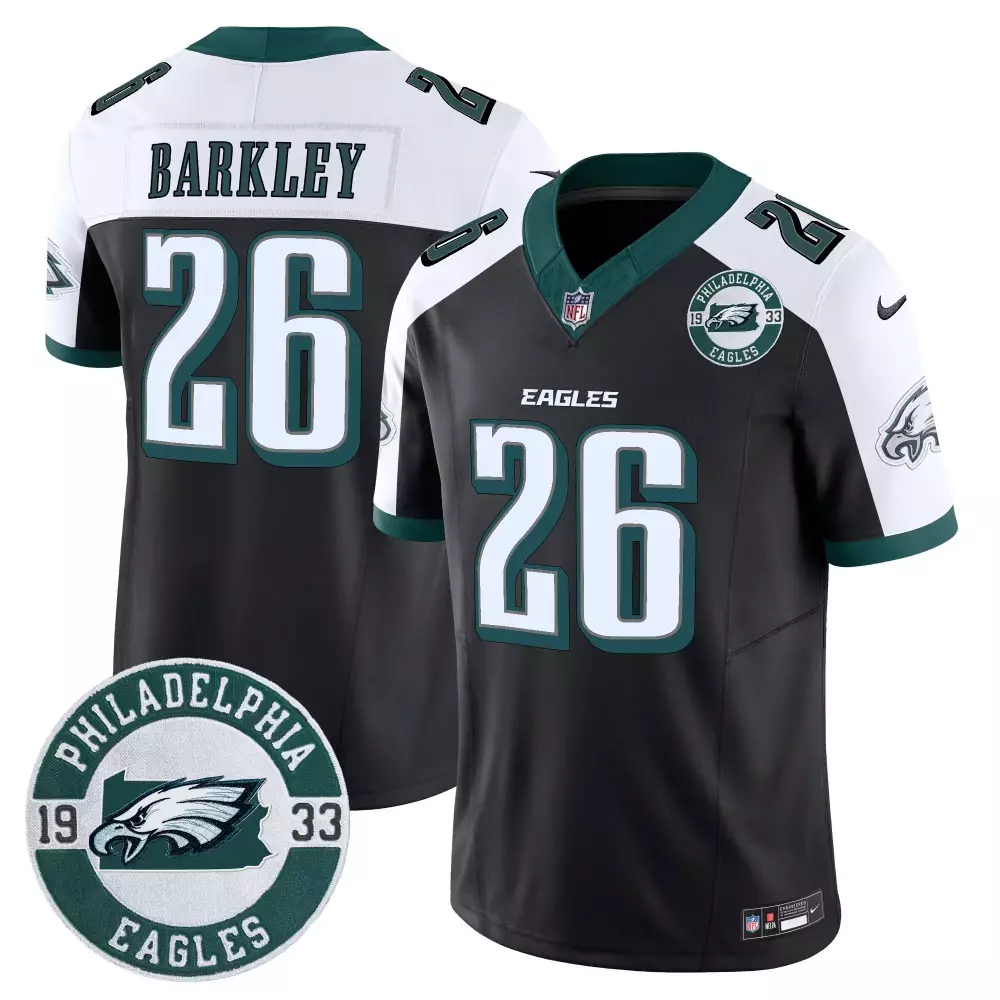 Saquon Barkley Philadelphia Eagles 2024 Black Alternate Jersey | Est 1933 Patch | Vapor Limited Edition | For Men, Women & Youth
