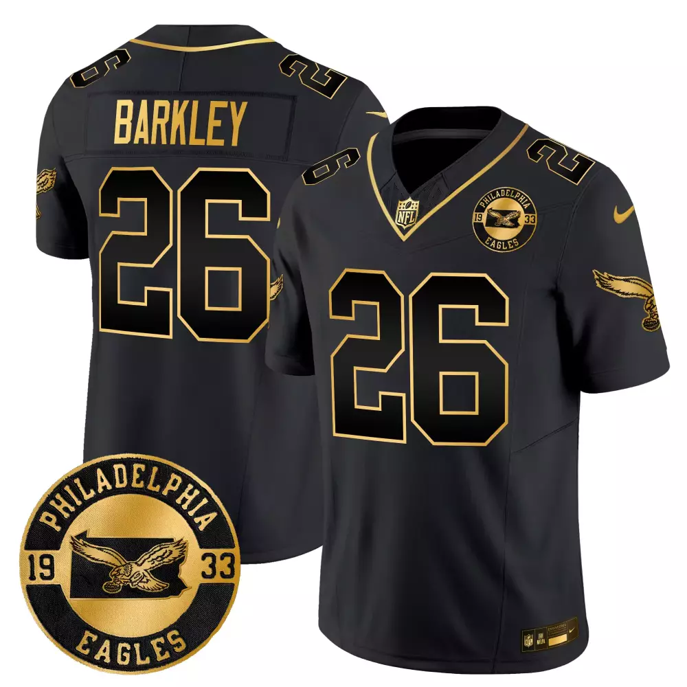Saquon Barkley Philadelphia Eagles 2024 Throwback Gold Vapor Limited Jersey | Stitched Fan Gear | Est 1933 Patch | For Men, Women & Youth
