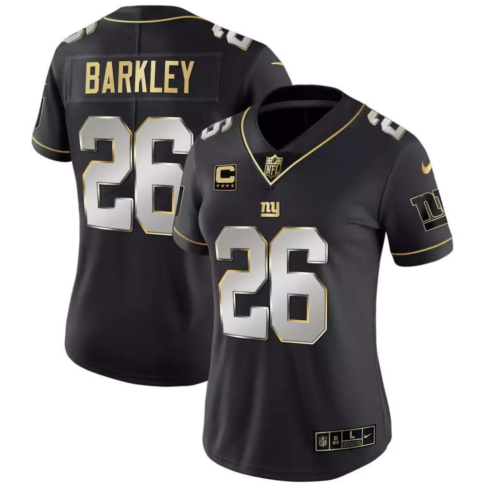 saquon barkley black limited mens new york giants vapor gold jersey all stitched