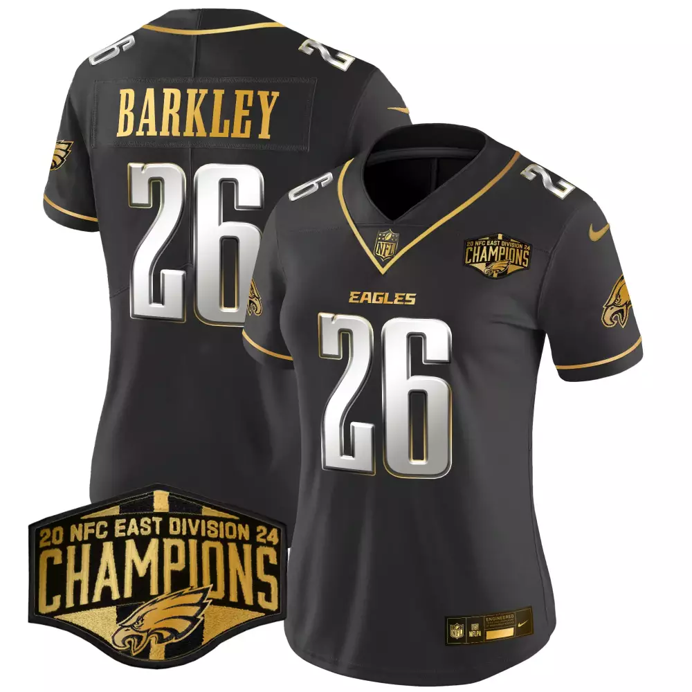 Saquon Barkley Philadelphia Eagles 2024 NFC East Division Champions Gold Trim Vapor Limited Jersey | Stitched Fan Gear for Men, Women & Youth