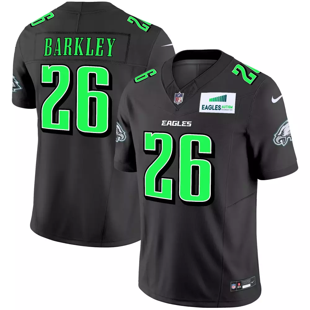 saquon barkley black mens philadelphia eagles autism foundation patch vapor limited jersey all stitched