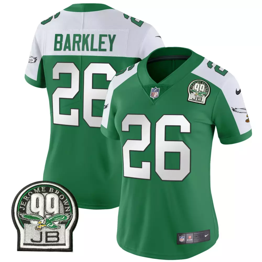 Saquon Barkley Philadelphia Eagles Jerome Brown Patch Black Kelly Green Alternate Jersey V2 | Men's Fan Gear | For Men, Women & Youth