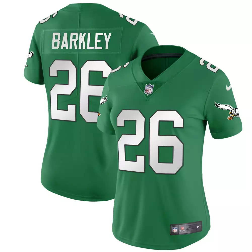 saquon barkley kelly green womens philadelphia eagles super bowl lix patch vapor limited jersey all stitched