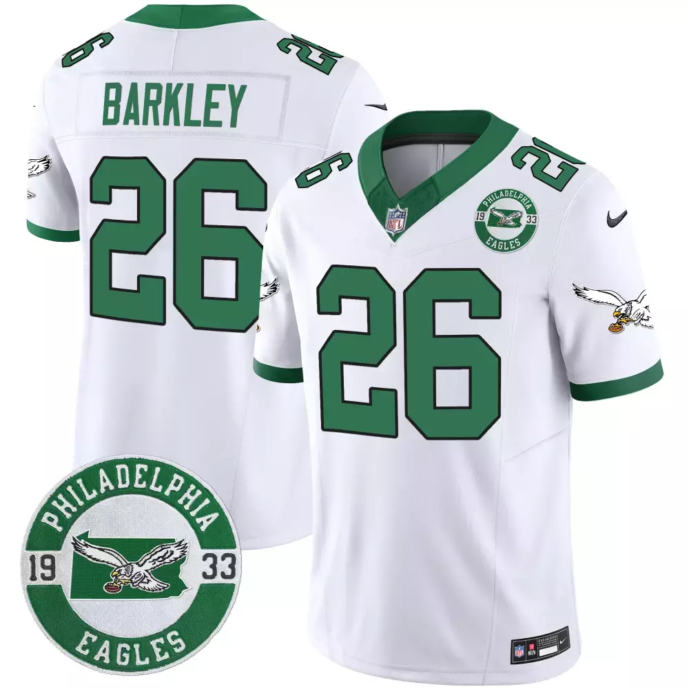 saquon barkley kelly green womens philadelphia eagles super bowl lix patch vapor limited jersey all stitched