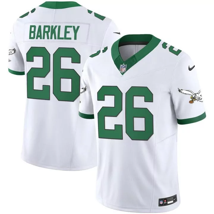 saquon barkley kelly white mens philadelphia eagles kelly green vapor limited jersey v2 all stitched