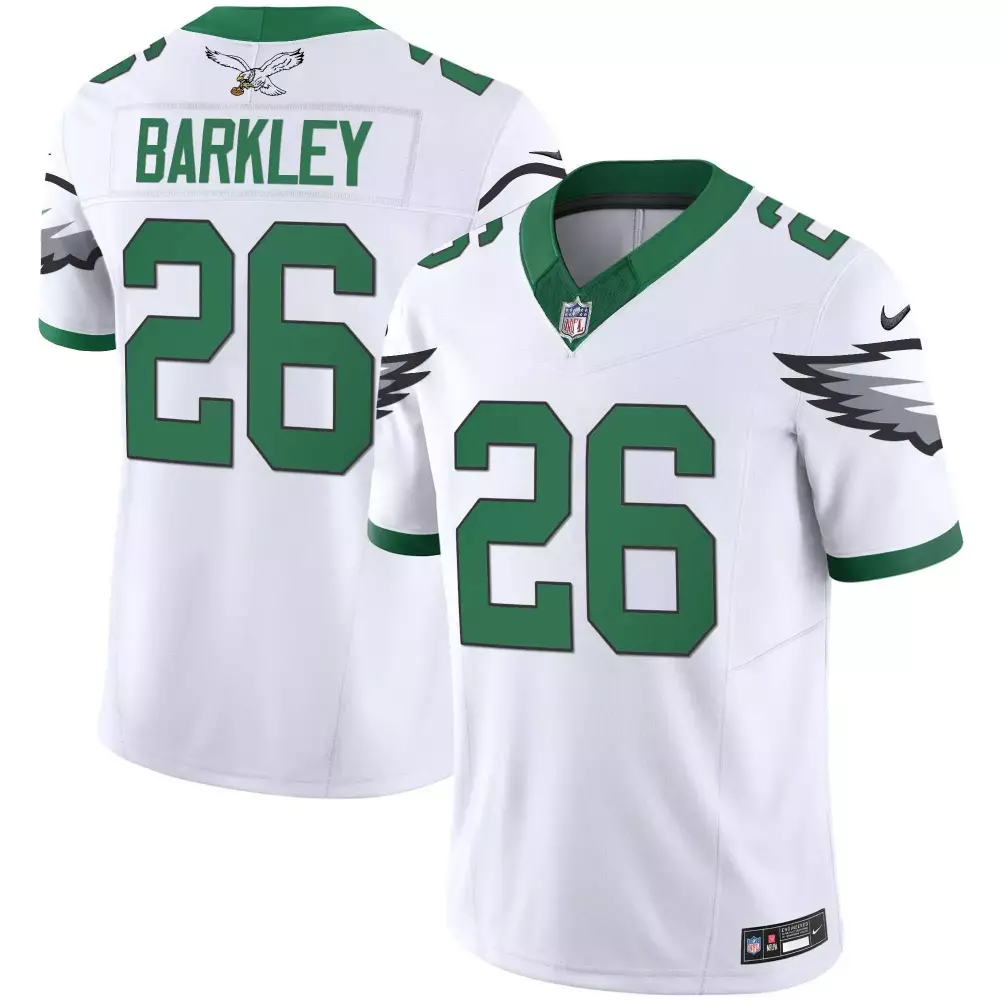 saquon barkley kelly white mens philadelphia eagles kelly green vapor limited jersey v2 all stitched