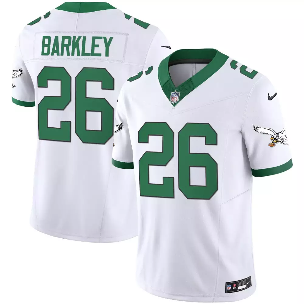 saquon barkley kelly white mens philadelphia eagles super bowl lix patch vapor limited jersey all stitched