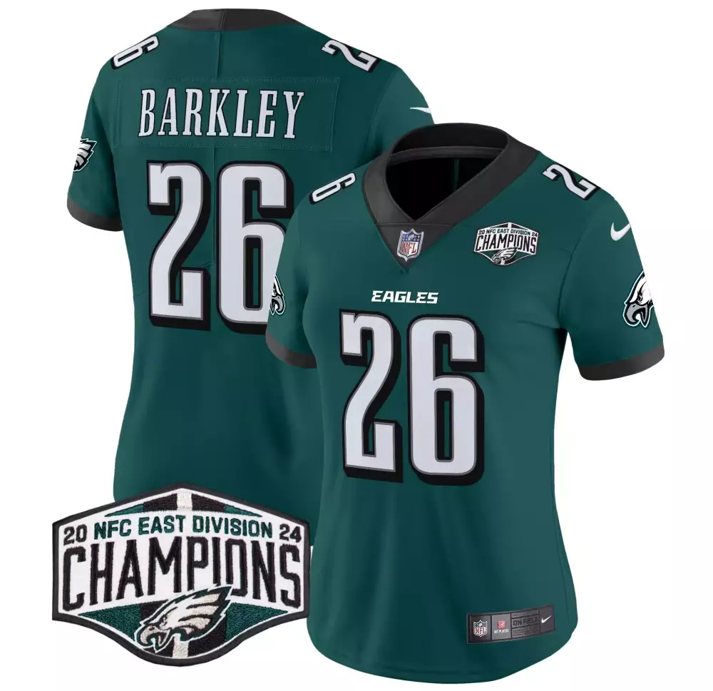 saquon barkley midnight green womens philadelphia eagles 2024 nfc east division champions vapor limited jersey all stitc