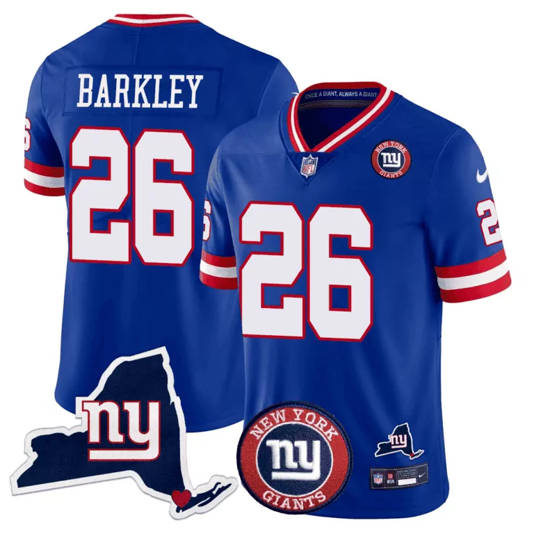 Saquon Barkley Royal Men's New York Giants State Logo Patch Limited Jersey | Stitched Style | Exclusive Fan Gear | For Men