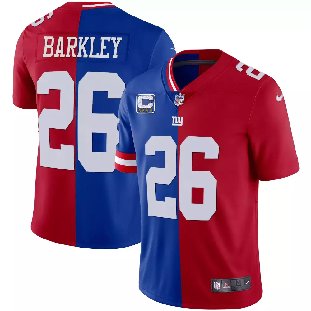 saquon barkley royal red mens new york giants split vapor jersey all stitched