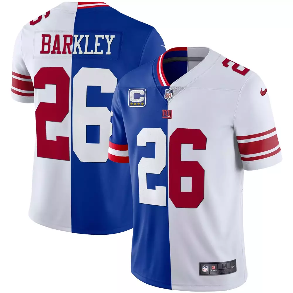 saquon barkley royal red mens new york giants split vapor jersey all stitched
