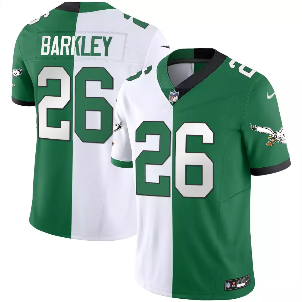 saquon barkley split mens philadelphia eagles 2024 nfc east division champions gold trim vapor limited jersey all stitch