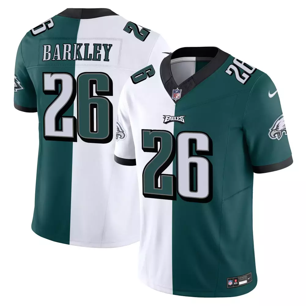 saquon barkley split mens philadelphia eagles vapor limited jersey v2 all stitched