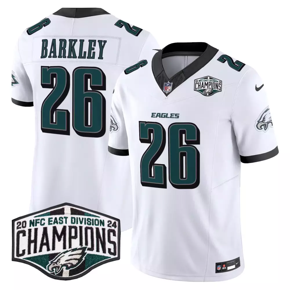 saquon barkley white mens philadelphia eagles 2024 crucial catch vapor limited jersey all stitched