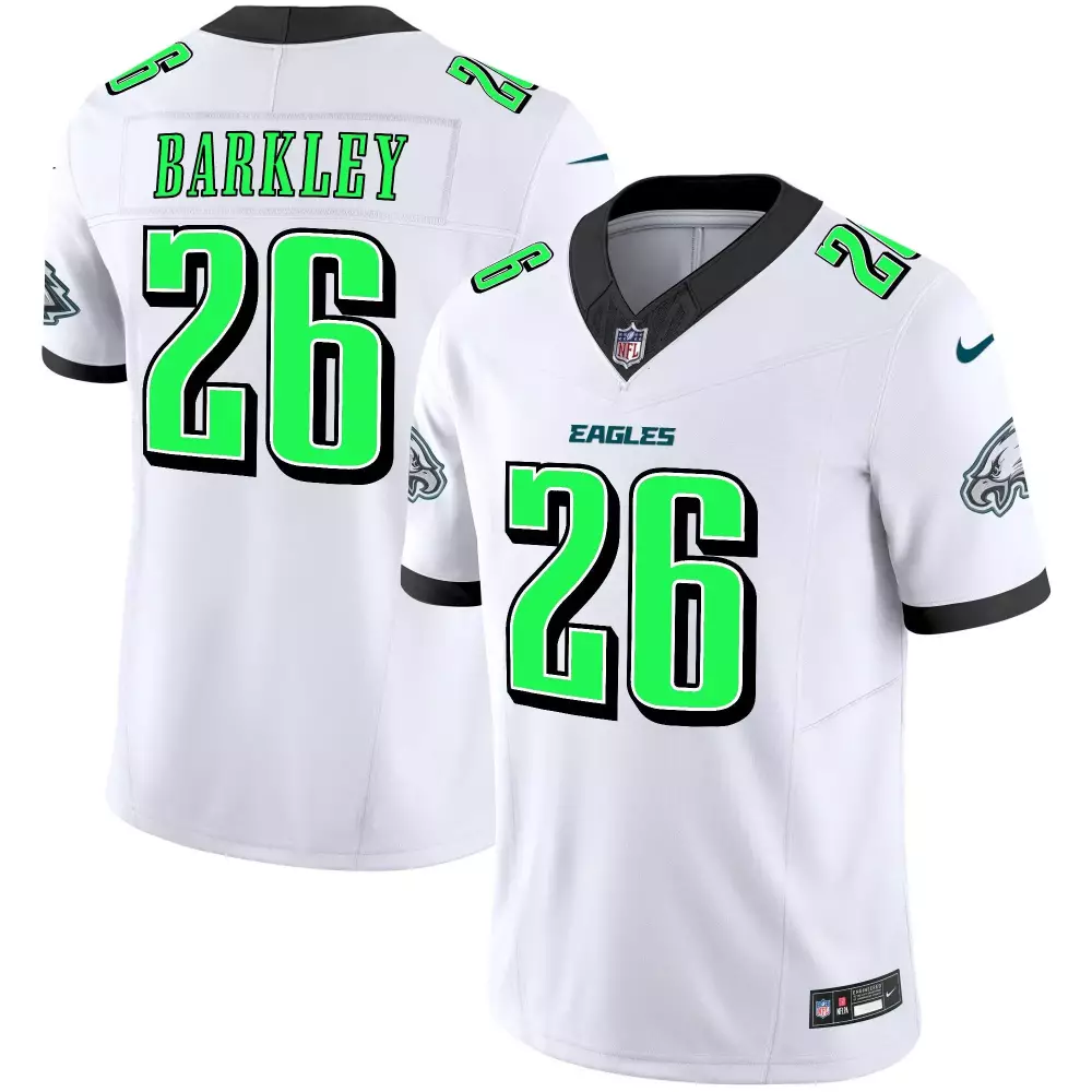 saquon barkley white mens philadelphia eagles 2024 crucial catch vapor limited jersey all stitched