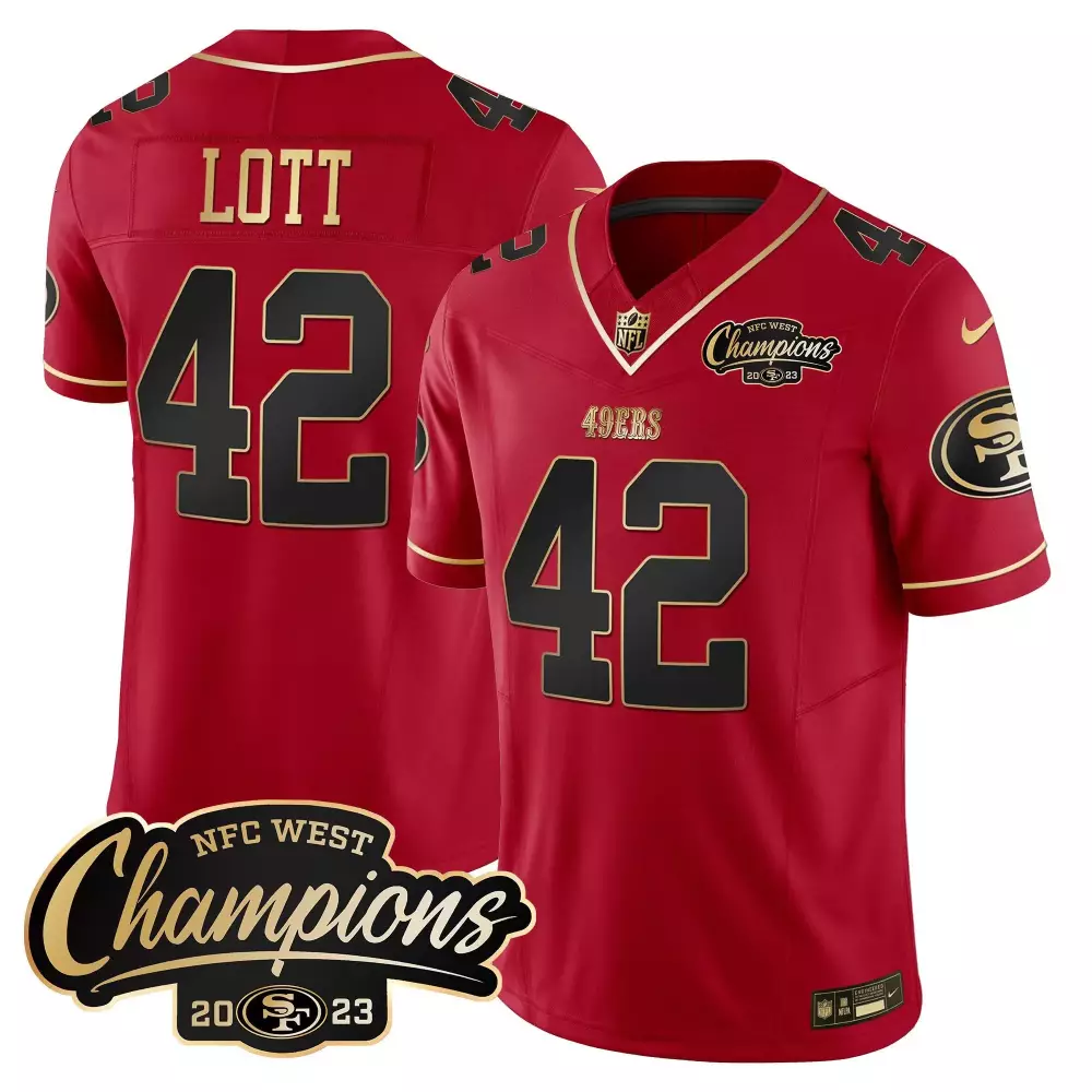 Ronnie Lott San Francisco 49ers Scarlet Limited Edition Jersey | 2023 NFC West Champions Patch | Fan Gear for Men, Women & Youth