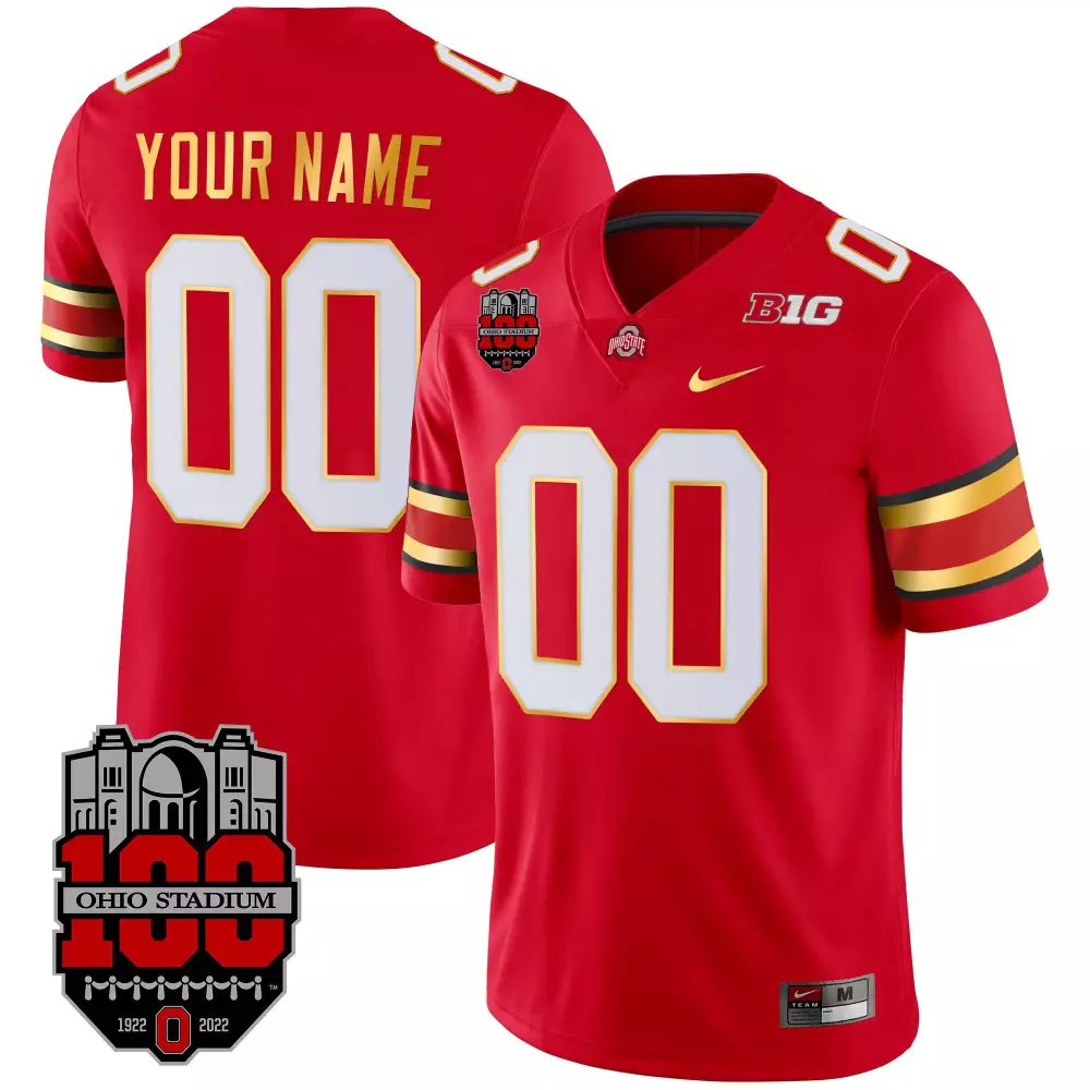 scarlet men ohio state buckeyes gold trim custom jersey all stitched