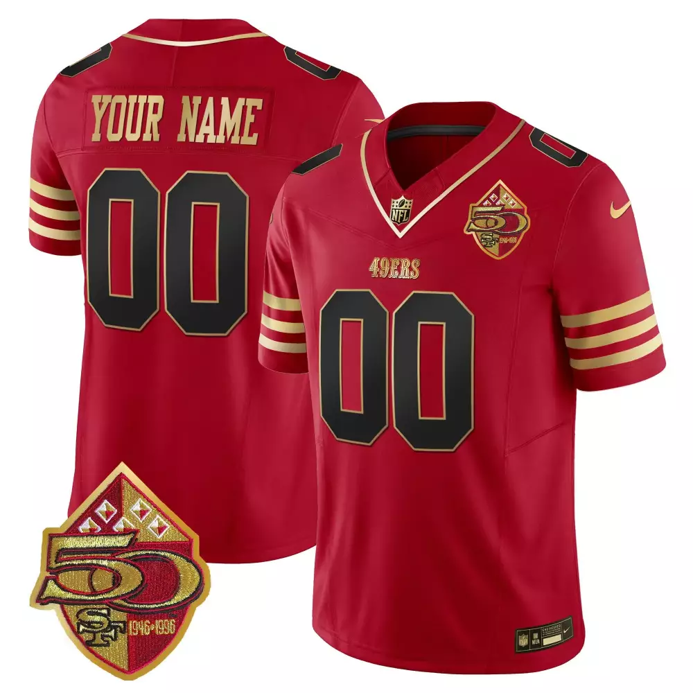 scarlet limited youth san francisco 49ers throwback vapor limited custom jersey 75th anniversary patch
