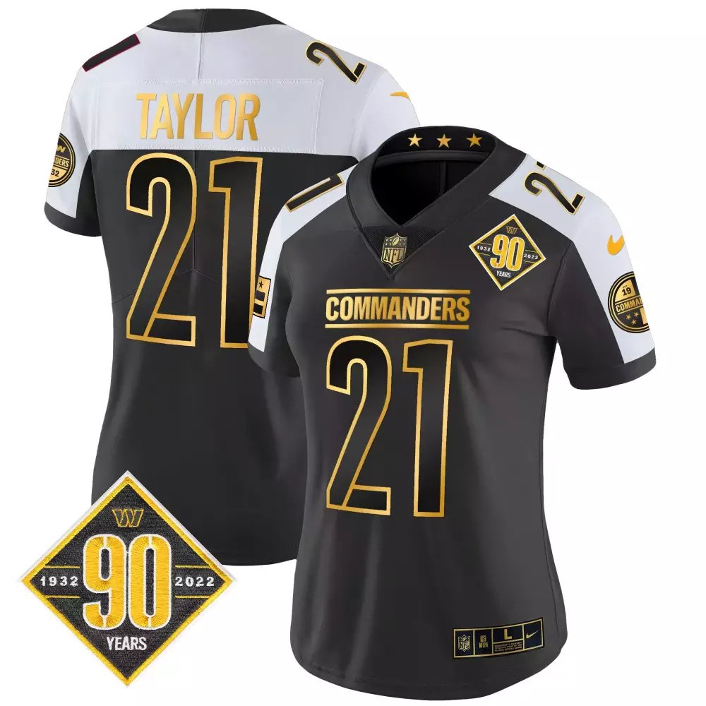 sean taylor alternate womens washington commanders 90th anniversary patch gold vapor jersey all stitched