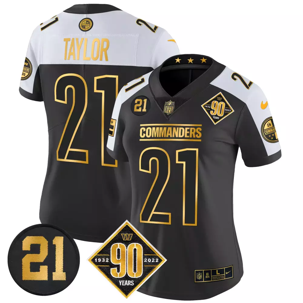 sean taylor alternate womens washington commanders 90th anniversary patch gold vapor jersey all stitched